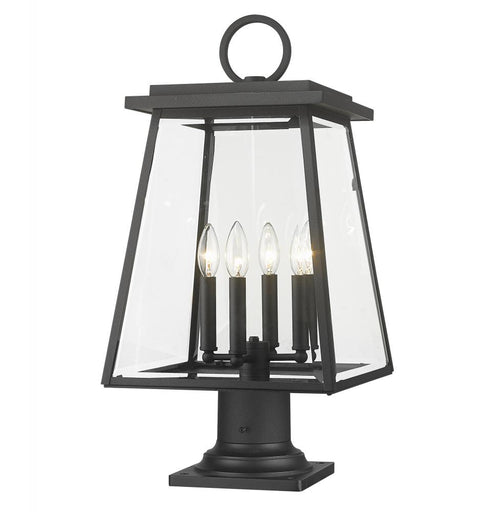 Z-Lite Broughton 4 Light Outdoor Pier Mounted Fixture in Black Finish Model: 521PHBR-533PM-BK