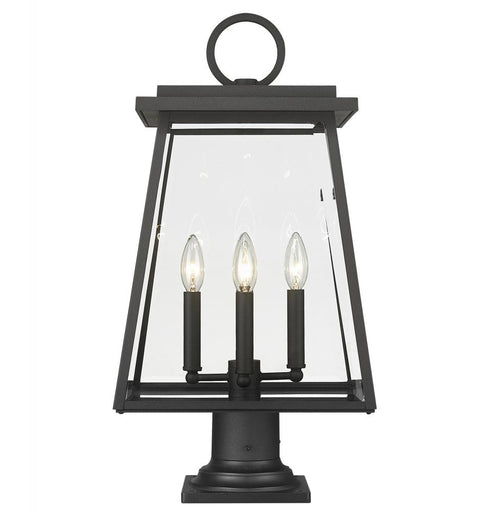 Z-Lite Broughton 4 Light Outdoor Pier Mounted Fixture in Black Finish Model: 521PHBR-533PM-BK