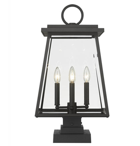 Z-Lite Broughton 4 Light Outdoor Pier Mounted Fixture in Black Finish Model: 521PHBS-SQPM-BK