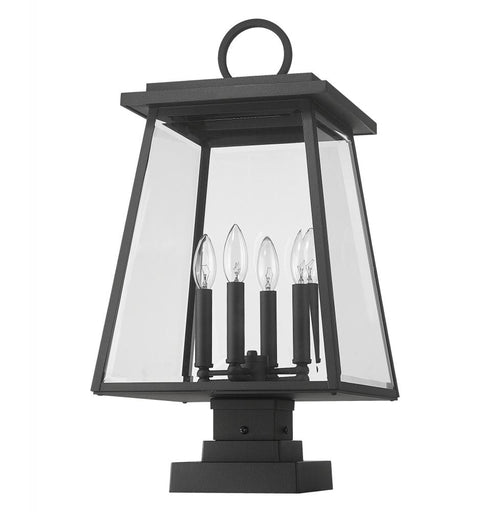 Z-Lite Broughton 4 Light Outdoor Pier Mounted Fixture in Black Finish Model: 521PHBS-SQPM-BK