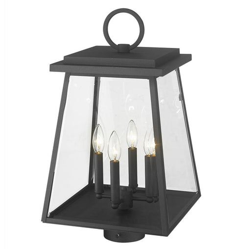 Z-Lite Broughton 4 Light Outdoor Post Mount Fixture in Black Finish Model: 521PHBR-BK