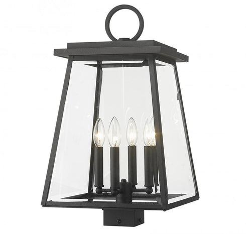 Z-Lite Broughton 4 Light Outdoor Post Mount Fixture in Black Finish Model: 521PHBS-BK