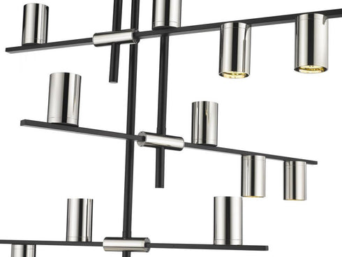 Z-Lite Calumet 12 Light Chandelier in Matte Black + Polished Nickel Finish Model: 814-12MB-PN