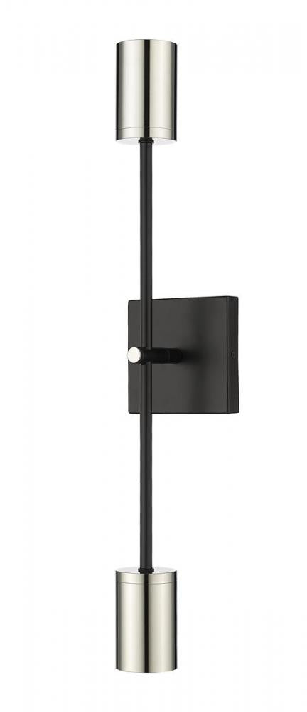 Z-Lite Calumet 2 Light Wall Sconce in Matte Black + Olde Brass Finish Model: 814-2S-MB-OBR