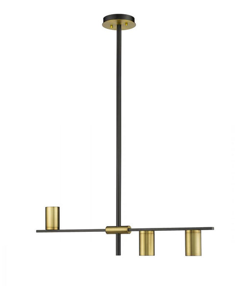 Z-Lite Calumet 3 Light Linear Chandelier in Matte Black + Olde Brass Finish Model: 814-3L-MB-OBR