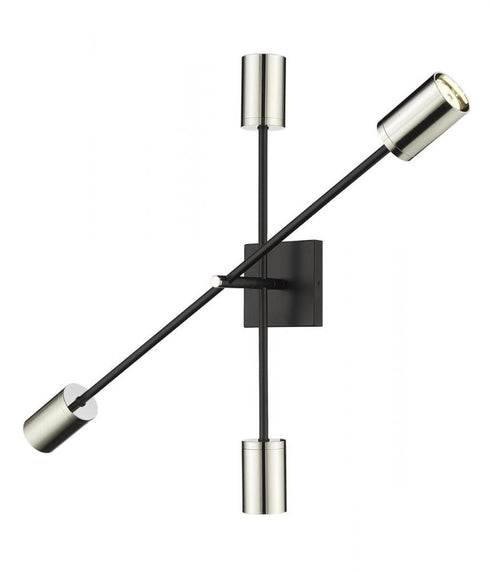 Z-Lite Calumet 4 Light Wall Sconce in Matte Black + Olde Brass Finish Model: 814-4S-MB-OBR