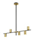 Z-Lite Calumet 5 Light Linear Chandelier in Matte Black + Olde Brass Finish Model: 814-5L-MB-OBR