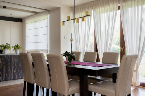 Z-Lite Calumet 5 Light Linear Chandelier in Matte Black + Olde Brass Finish Model: 814-5L-MB-OBR