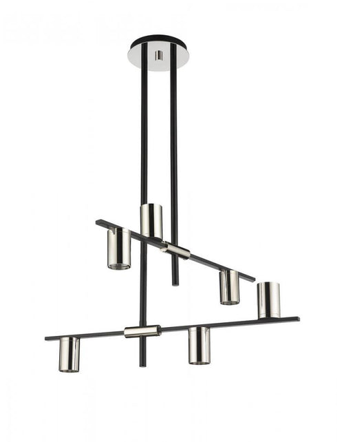 Z-Lite Calumet 6 Light Chandelier in Matte Black + Polished Nickel Finish Model: 814-6MB-PN