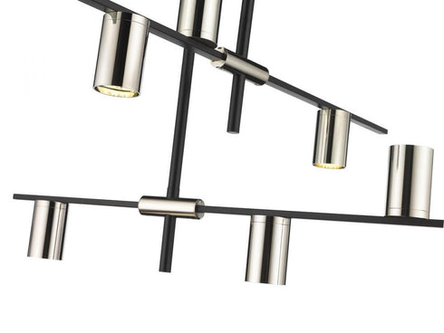 Z-Lite Calumet 6 Light Chandelier in Matte Black + Polished Nickel Finish Model: 814-6MB-PN