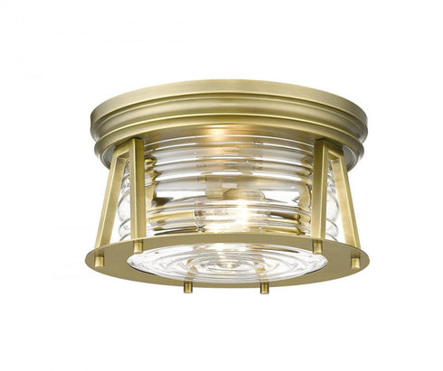 Z-Lite Cape Harbor 2 Light Flush Mount in Brushed Nickel Finish Model: 491F2-BN