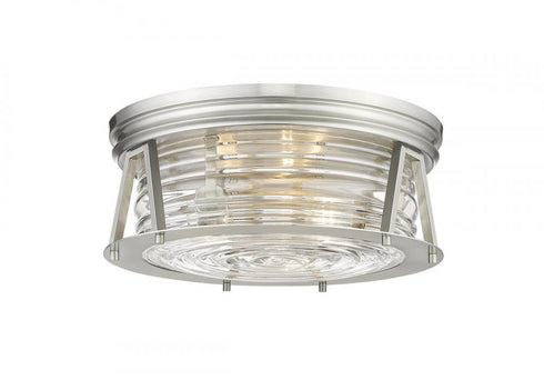 Z-Lite Cape Harbor 3 Light Flush Mount in Brushed Nickel Finish Model: 491F3-BN