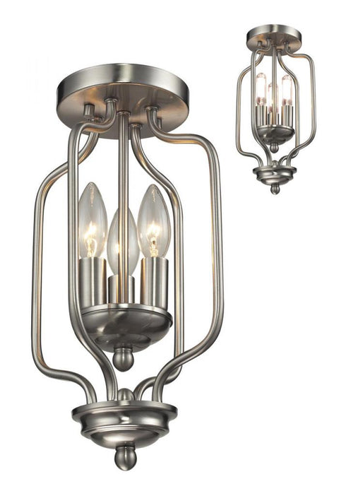Z-Lite Cardinal 3 Light Flush Mount in Brushed Nickel Finish Model: 434-14-BN