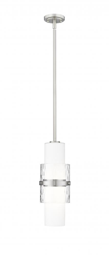 Z-Lite Cayden 1 Light Pendant in Brushed Nickel Finish Model: 1946P-ROD-BN