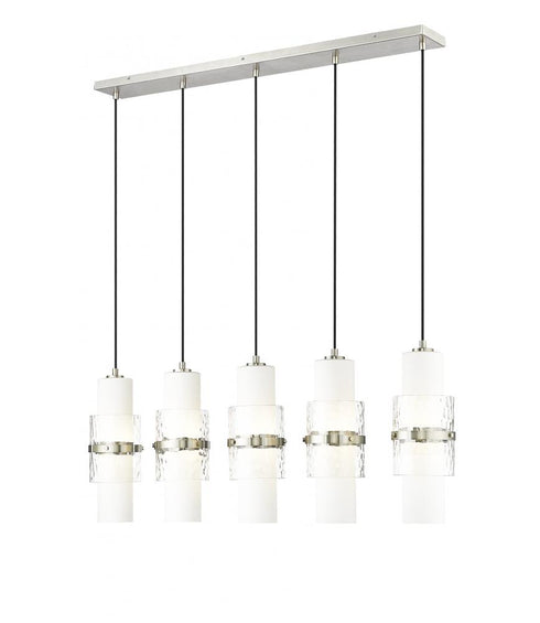 Z-Lite Cayden 5 Light Linear Chandelier in Brushed Nickel Finish Model: 1946P-5L-BN
