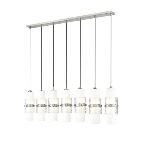 Z-Lite Cayden 7 Light Linear Chandelier in Brushed Nickel Finish Model: 1946P-7L-BN