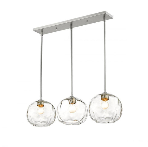 Z-Lite Chloe 3 Light Linear Chandelier in Brushed Nickel Finish Model: 490P10-3L-BN