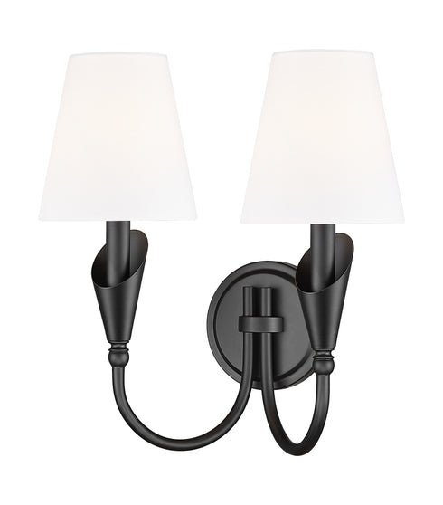 Z-Lite Claudelle 2 Light Wall Sconce in Matte Black Finish Model: 4014-2S-MB