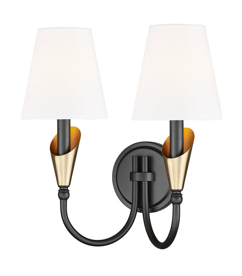 Z-Lite Claudelle 2 Light Wall Sconce in Matte Black Finish Model: 4014-2S-MB