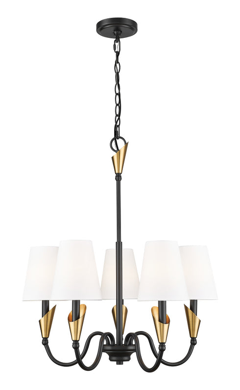 Z-Lite Claudelle 5 Light Chandelier in Matte Black Finish Model: 4014-24MB