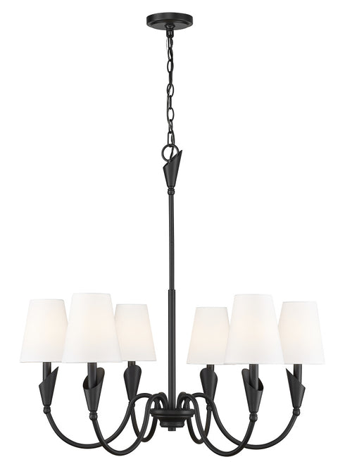 Z-Lite Claudelle 6 Light Chandelier in Matte Black Finish Model: 4014-32MB