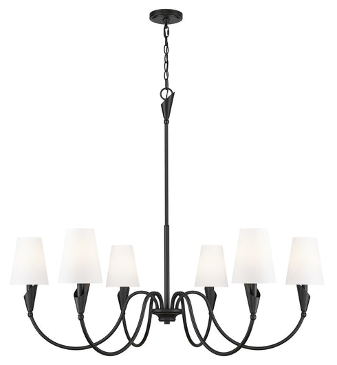 Z-Lite Claudelle 6 Light Chandelier in Matte Black Finish Model: 4014-46MB