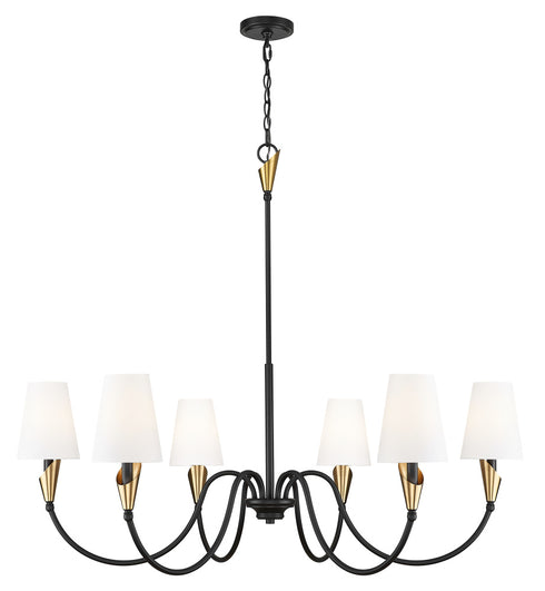 Z-Lite Claudelle 6 Light Chandelier in Matte Black Finish Model: 4014-46MB