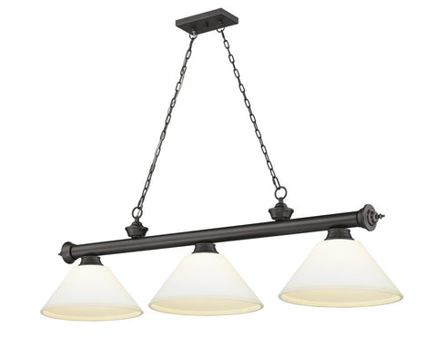 Z-Lite Cordon 3 Light Billiard in Brushed Nickel Finish Model: 2306-3BN-AMO14