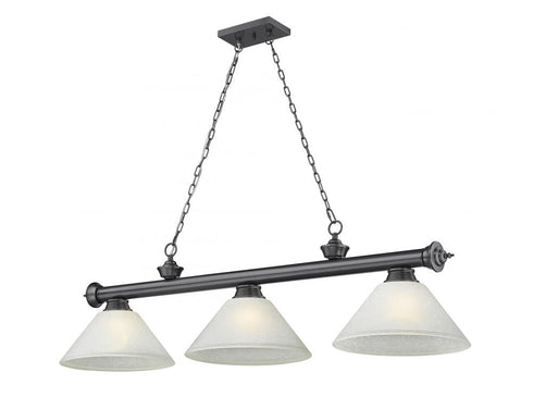 Z-Lite Cordon 3 Light Billiard in Brushed Nickel Finish Model: 2306-3BN-AMO14