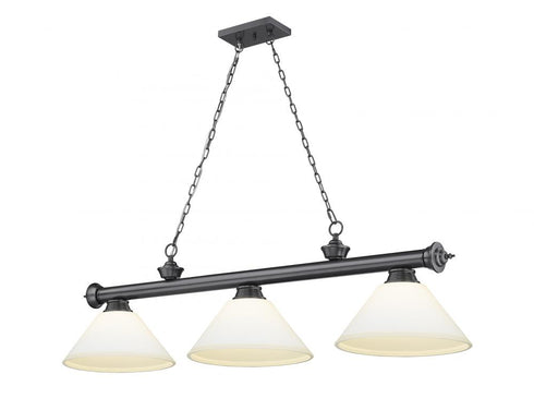 Z-Lite Cordon 3 Light Billiard in Brushed Nickel Finish Model: 2306-3BN-AMO14