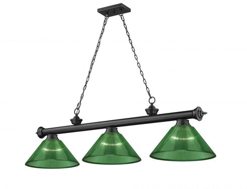 Z-Lite Cordon 3 Light Billiard in Brushed Nickel Finish Model: 2306-3BN-ARBG