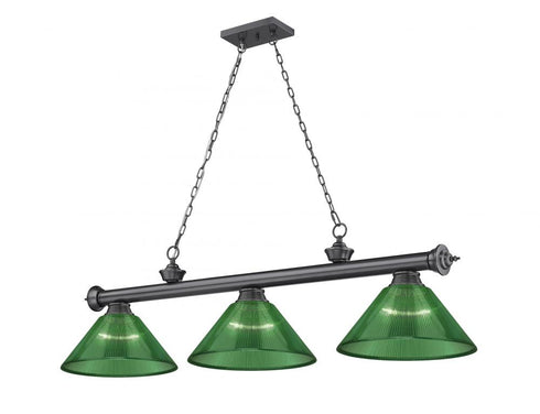 Z-Lite Cordon 3 Light Billiard in Brushed Nickel Finish Model: 2306-3BN-ARBG
