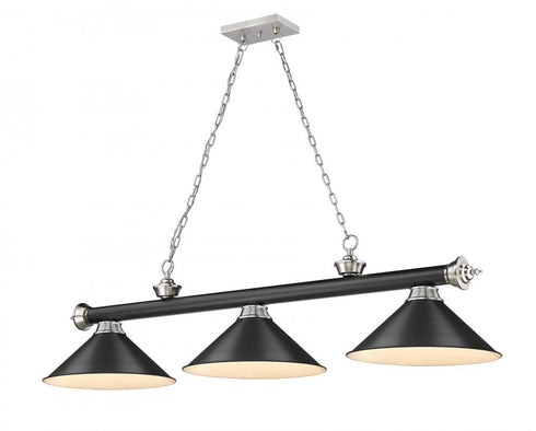 Z-Lite Cordon 3 Light Billiard in Brushed Nickel Finish Model: 2306-3BN-BN15