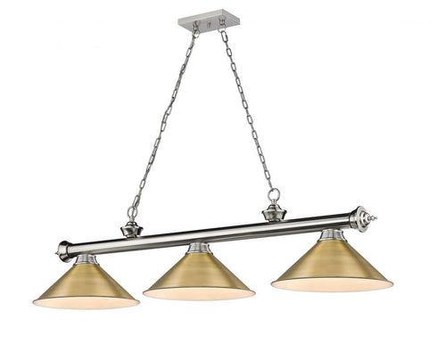 Z-Lite Cordon 3 Light Billiard in Brushed Nickel Finish Model: 2306-3BN-BN15