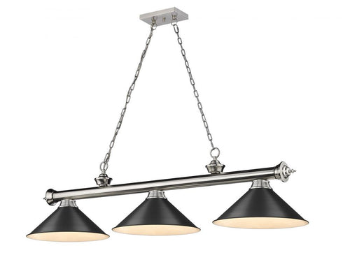 Z-Lite Cordon 3 Light Billiard in Brushed Nickel Finish Model: 2306-3BN-BN15