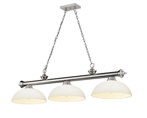 Z-Lite Cordon 3 Light Billiard in Brushed Nickel Finish Model: 2306-3BN-DMO14
