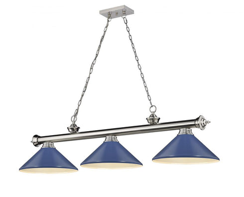 Z-Lite Cordon 3 Light Billiard in Brushed Nickel Finish Model: 2306-3BN-MEB