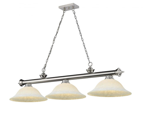 Z-Lite Cordon 3 Light Billiard in Brushed Nickel Finish Model: 2306-3BN-WM16