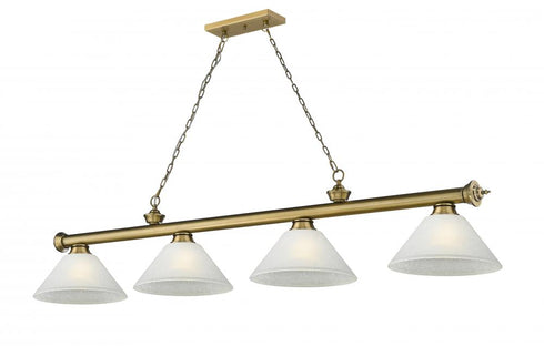 Z-Lite Cordon 4 Light Billiard in Brushed Nickel Finish Model: 2306-4BN-AMO14