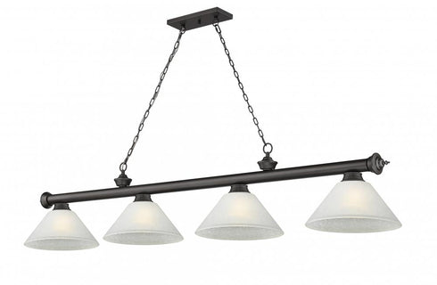 Z-Lite Cordon 4 Light Billiard in Brushed Nickel Finish Model: 2306-4BN-AMO14