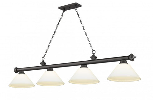 Z-Lite Cordon 4 Light Billiard in Brushed Nickel Finish Model: 2306-4BN-AMO14