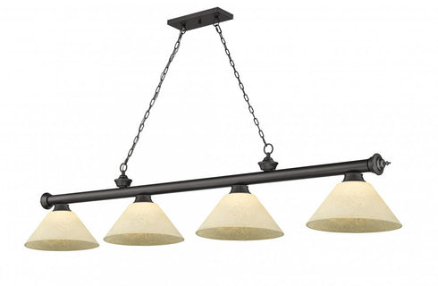 Z-Lite Cordon 4 Light Billiard in Brushed Nickel Finish Model: 2306-4BN-AMO14
