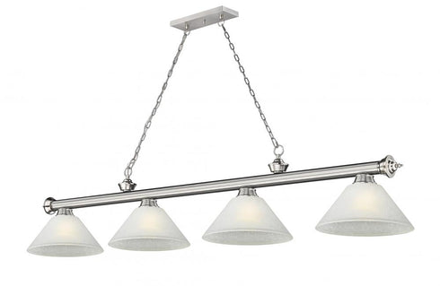 Z-Lite Cordon 4 Light Billiard in Brushed Nickel Finish Model: 2306-4BN-AMO14