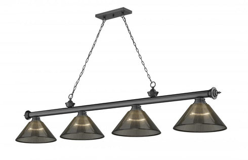 Z-Lite Cordon 4 Light Billiard in Brushed Nickel Finish Model: 2306-4BN-ARDB