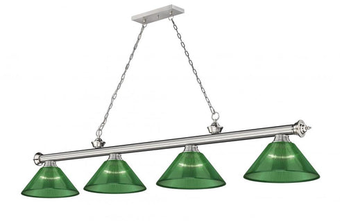 Z-Lite Cordon 4 Light Billiard in Brushed Nickel Finish Model: 2306-4BN-ARDB