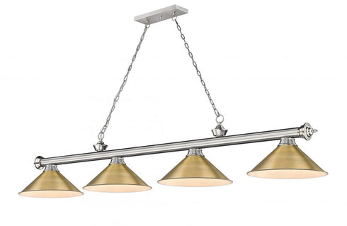 Z-Lite Cordon 4 Light Billiard in Brushed Nickel Finish Model: 2306-4BN-BN15