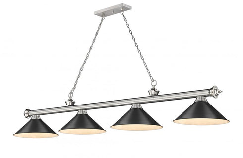 Z-Lite Cordon 4 Light Billiard in Brushed Nickel Finish Model: 2306-4BN-BN15