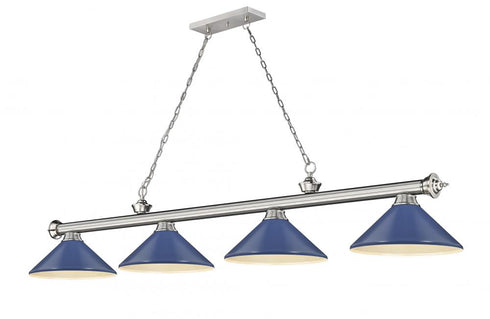 Z-Lite Cordon 4 Light Billiard in Brushed Nickel Finish Model: 2306-4BN-MEB