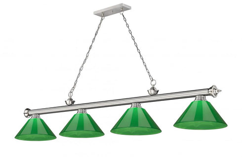 Z-Lite Cordon 4 Light Billiard in Brushed Nickel Finish Model: 2306-4BN-PGR
