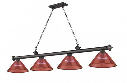 Z-Lite Cordon 4 Light Billiard in Brushed Nickel Finish Model: 2306-4BN-PGR